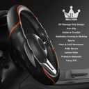 HighnessHwoo 3D Car Steering Wheel Cover Comfort Grip Massage Sporty Anti-Slip Carbon Fiber Faux Leather for Sedan SUV, Universal Fit, Car Handle Covers for All Seasons, 14.75-15.15in, Orange