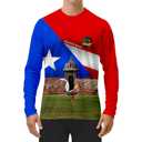 SAMERM Puerto Rico Shirt for Men Quick Dry Crop Top Printed Hispanic Heritage Month Boricua Rican Flag T-Shirt (L)
