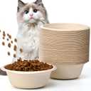 Disposable Cat Food Bowls 50 Pack Paper Cat Bowls 12 Oz/2 Cup Travel Feeding Bowl for Small Dog Kittens Puppies, Wet and Dry Food