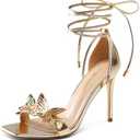 DREAM PAIRS Lace Up High Heels Stilletos Gladiator Open Square Toe Fashion Dressy Wedding Bridal Pumps Sandals 10