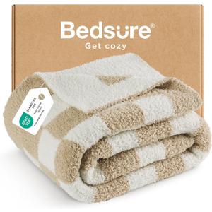Bedsure Checkered Throw Blanket for Couch, Bed - Cozy, Soft, Anti-Static, Warm Plaid Blanket, GentleSoft, Breathable, Fluffy Christmas Decor Gift for Family and Friends, Checkered Beige, 50x60 Inches Bedsure Checkered Throw Blanket for Couch, Bed - Cozy, Soft, Anti-Static, Warm Plaid Blanket, GentleSoft, Breathable, Fluffy Christmas Decor Gift for Family and Friends, Checkered Beige, 50x60 Inches