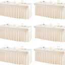 6 Packs Ivory Spandex Table Clothes for 6 Foot Rectangle Table, Spandex Table Covers 6FT Stretch Table Skirts Rectangle Tables Wrinkle Free Fitted Table Cover for Event, Wedding, Banquet & Parties