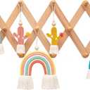 Mila Millie Expandable Accordion Style Mounted Wooden Wall Rack | 13 Hooks | Versatile Coat Hangers for Nursery Bathroom Bedroom Livingroom Kitchenware | Natural Beech Wood Pegs