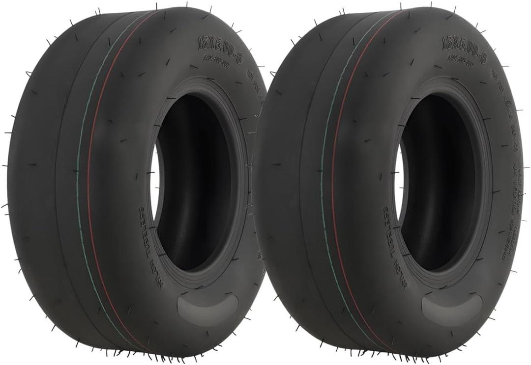 HQPASFY 2 Pack 13x5.00-6 Tubeless Lawn Mower Tires, Replacement 13x5.00-6 Zero Turn Smooth Turf Tires Garden Tractor Riding Lawn Mower Farm Equipment, 4Ply