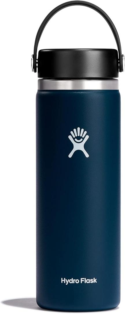 Hydro Flask Water Bottle - Insulated Stainless Steel - Wide Mouth Flex Lid, Non Spill, Leakproof and Refillable in 20 Oz (Indigo)