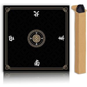 Mahjong Mat, Non-Slip Noise Reducing Game Mat, 31.5 Inch Mahjong Table Mat,Mahjong Mat with Cloth Bag and Carton Storage,Suitable for Mahjong, Dominoes, Solitaire and Other Games. (Black)