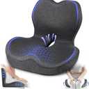 Seat Cushion with Back Support,Lumbar Support Pillow for Office Chair,X Large Memory Foam Chair Cushions for Sciatica Tailbone Pain Relief Coccyx Pad for Wheelchair, Car, Home, Office, Desk (Dark Gray)