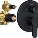 3 Way Shower Diverter Valve Wall Mount Pressure Balancing Shower Diverter Mixing Valve 3 Way Replacement Brass Mixer Kit Matte Black