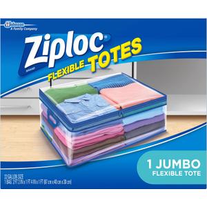 Ziploc Flexible Totes Clothes and Blanket Storage Bags, Perfect for Closet Organization and Storing Under Beds, Jumbo, 1 Count