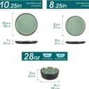 vancasso Plates and Bowls Sets, 22 Pieces Stoneware Dinnerware Sets for 8, Kitchen Dish Set Mircowave and Dishwasher Safe Ceramic Dishware, Turf Green, Series AMBER