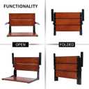 Folding Shower Seat Wall Mounted with Arms and Back, 20 x 15 in Fold Down Shower Chair for Seniors Adults, Wood Shower Bench with Black Frame, Fold Up Seat for Inside (20 * 15 INCH)