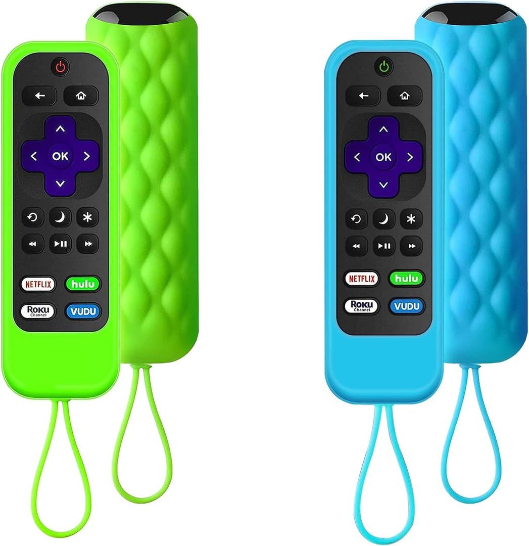 2 Pack Remote Case Compatible with Roku TCL Hisense Remote Controls,Silicone Protective Controller Sleeve for Roku Express 4K - Streaming Stick+Glow in The Dark