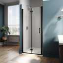 ELEGANT Frameless Bifold Shower Door 36 in.W x 72 in.H Pivot Swing Shower Doors with 1/4 in. Clear Tempered Shower Glass Panel in Matte Black Semi-Frameless Shower Door