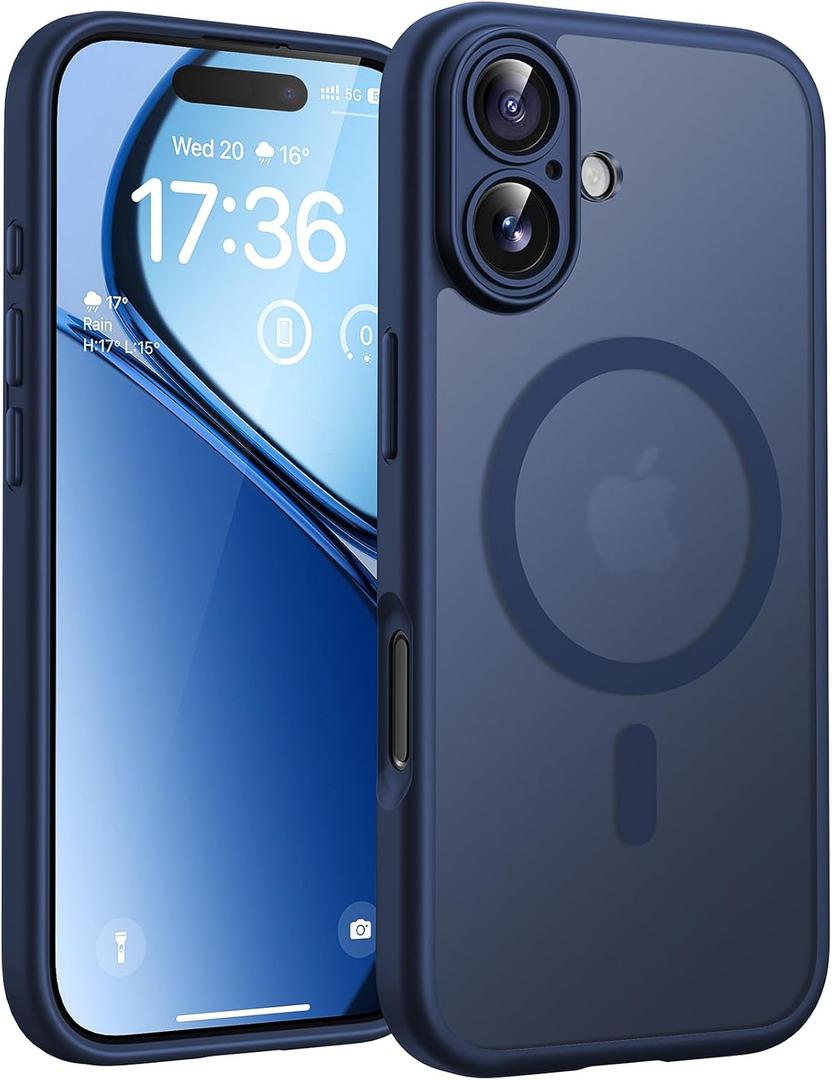 TOCOL for Phone 17 Case, Compatible with Magsafe Charger, Full Camera Protection, Drop Protection, Translucent Matte Phone Case for Phone 17 6.3 inch (Dark Blue)