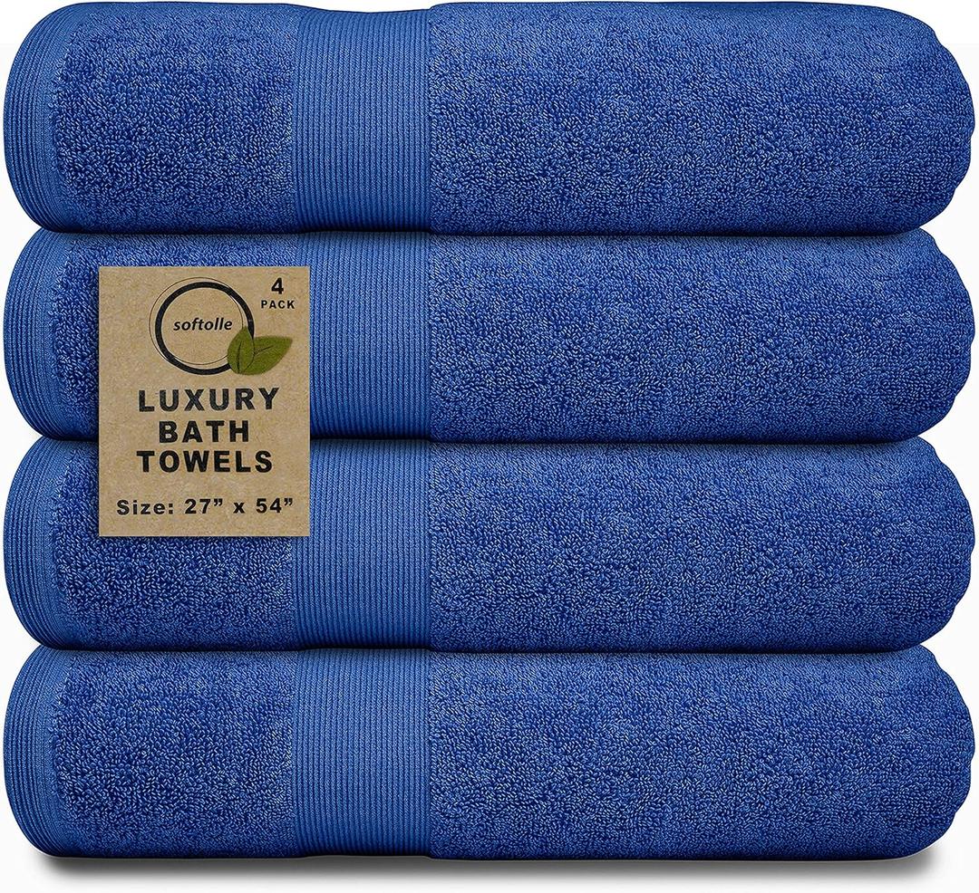 Luxury Bath Towels Set of 4 (27” x 54”) | Towels for Bathroom | Super Soft | Highly Absorbent Towels for Home, Spa, Gym (Royal Blue)