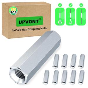 Hex Coupling Nuts, Rod Coupling Nuts 1/4"-20 UNC, 1-3/4" Length (30 PCS), Ideal for Threaded Rods & Studs, 1.75-Inch Length with Zinc Plating (30)