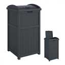 Suncast 33 Gal Outdoor Trash Can Hideaway with Lid, Cyberspace Resin Wicker Design, Fits 30-33 Gal Liners, Ideal for Patio, Backyard, Deck or Garden