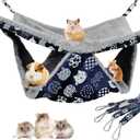 2 Layers Pet Rat Hammock, Double Sided Warm Flece & Linen Hammock for Cage, Hamster Guinea Pig Ferret Chinchilla Small Animal Bed, Hanging Hideout Swing Cage Accessories