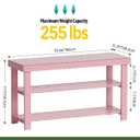 SMIBUY Bamboo Shoe Rack Bench, 3-Tier Shoe Organizer Storage Shelf for Entryway Hallway Bathroom Living Room (Pink)