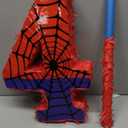 Number 4 Spider Web Piata Bundle with Blindfold Small Piata for Kids Birthday Party Decoration Mexican Fiesta Cinco De Mayo Anniversary Celebration Gift, 15.75 x 11 x 2.8 In(Red Blue)