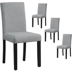 Giantex Dining Chairs Set of 4, Upholstered Kitchen Dinette Chairs w/Solid Wood Legs, Padded Seat & Backrest, Mid Century Armless Kitchen Chairs, Dining Side Chairs for Dining Room, Restaurant, Grey