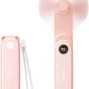 SWEETFULL Portable Handheld Mini Fan with LED Display, 3-in-1 Personal Foldable USB Rechargeable Hand Held Fan & Flashlight for Travel, Lash Eyelash, Cute Small Pocket for Women, Girls (Pink)