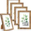 HOUSE DAY Wood 4x6 picture frame, Wooden Picture Frames 4x6 Frame with Real Glass, Rustic 4 x 6 Picture Frame for Wall or Tabletop, Display Picture 4x 6 with Mat or 3.5x5 Without Mat (5 Brown)