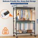 Homdox Heavy Duty Rolling Clothes Rack, Adjustable Clothing Rack for Hanging Clothes, Portable Closet Rack with 4 Hanging Rods, 2 Storage Shelves, 45" W x 20.5" D x 80" H, Black