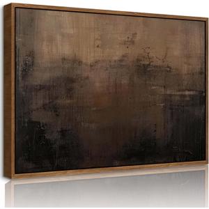 Framed Abstract Canvas Wall Art - 24x36 Inch Modern Earthy Decor for Office & Living Room