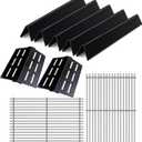 Porcelain Steel Heat Deflectors Flavorizer Bars with 2Pack Cooking Grates for Weber Genesis Grill Replacement Parts E-310 E-320 E-330 S-310 S320 S-330 EP-310 EP-320 7524 7528 7620 7622 Replace