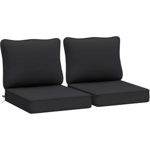 AAAAAcessories Outdoor Deep Seat Cushions, Waterproof, Fade-Resistant Patio Furniture Replacement Cushions, 24" x 24" x 5", Set of 2, Black (24x24-19'' Mid Back-2 Count)