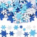 500 Pieces Glitter Snowflake Foam Stickers Mixed Sizes Self-Adhesive Winter Snowflake Sticker Decals Embellishments for Christmas Party Decoration DIY Craft Projects