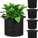 Grow Bags Fabric Plant Bag: 5 Pcs 4 Gallon Planter Bags with Handles - Heavy Duty Grow Pots Nonwoven Garden Bag for Plants Flower Vegetable Gardening