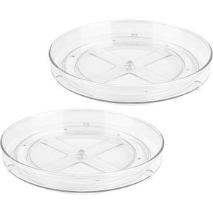 Oizeir Clear Lazy Susan Organizer (Pack of 2) 9 Inch Turntable for Kitchen, Pantry, Fridge, Bathroom, and Vanity Countertops, Acrylic Rotating Organizer