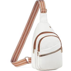 Crossbody Small Sling Backpack Sling Bag for Women, Chest Bag Daypack Crossbody for Travel Sport Running Hiking Z-White Brown