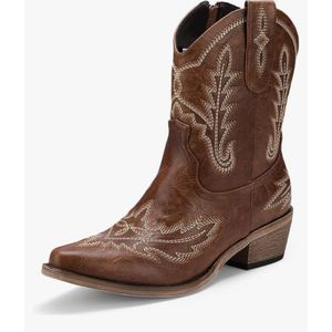 Western Cowboy Boots for Women Rhinestone Cowgirl Boot with Low Block Heel Embroidery Sparkly Short Ankle Booties Walking Bootie for Country Concert Disco Outfits Size 9