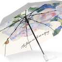 Cuby UV Sun Umbrella Compact Folding Travel Umbrella Auto Open and Close for Windproof, Rainproof & 99.9% UV Protection Parasol with Silver Anti-UV Coating (Silver Rose)