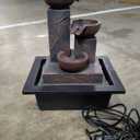 Three Bowls with Rotating Ball Flowing Tabletop Fountain Home Décor Indoor/Outdoor Decor Waterfall Sound Zen Mini Fountain Warm Led Light Pebbles Stone(23114)