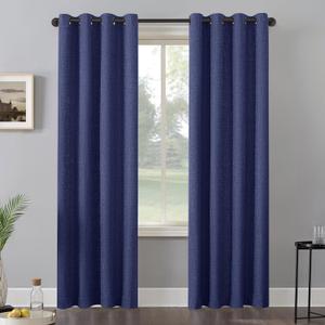 Timeles Blackout Curtains 108 Inches Long  2 Panels Linen Curtains with Grommets, Room Darkening Drapes with White Liner for Bedroom & Living Room, 52 x 108 Inches, Navy Blue