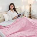 Electric Heated Blanket 72"x84" Full Size Flannel & Sherpa - 4 Heat Settings & 10H Auto Shut Off for Safe Overnight Use, Fast Heating, Machine Washable for Bed, Couch, Office - Pink