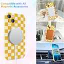 TKJSQ Magnetic for iPhone 14 Plus Case, Cute Checkerboard Checkered Pattern Aesthetic Gloss Phone Case with Full Lens Protection, Stylish Slim Soft TPU Protective Cover for iPhone 14 Plus, Pink