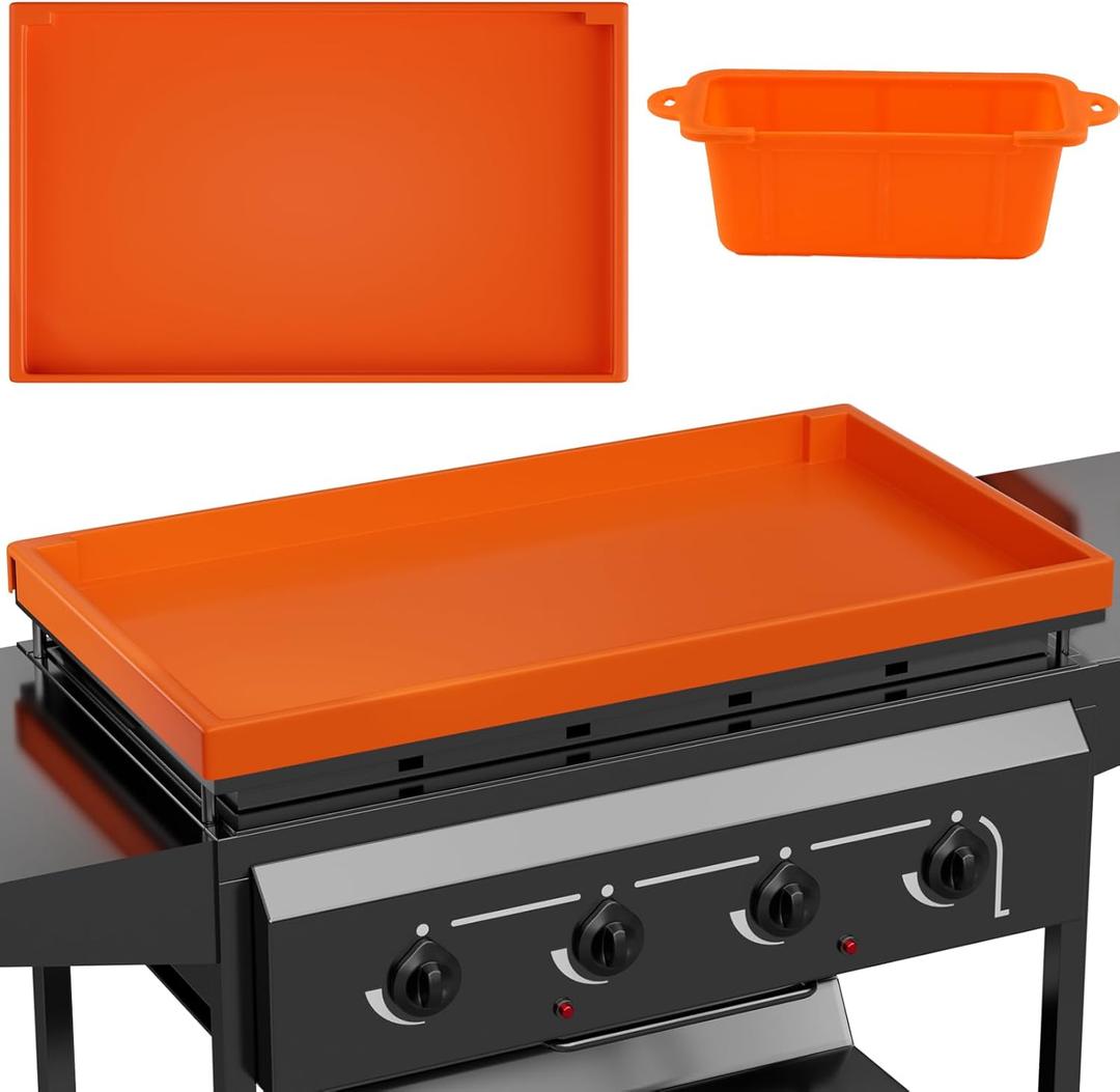 36" Silicone Griddle Mat for Blackstone, Heavy Duty Food Grade Silicone Around Grill Mat, 36 Inch Blackstone Griddle Cover, Upgraded Edge-Full Cover, with One Grease Cup, Suitable for All 36" Grill