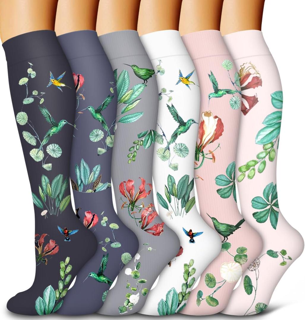 Bluemaple 6 Pack Copper Compression Socks for Women and Men Circulation-Best Support for Medical, Running,Nursing,Athletic
