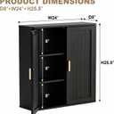INNOD Bathroom Storage Cabinet, Over The Toilet Storage Cabinet, Medicine Cabinet with Adjustable Wood Shelf & Doors for Laundry Room & Kitchen & Living Room(Black)