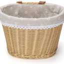 CXWXC Bike Basket - Front Bicycle Bike Basket for Girls Women - Handmade Woven Wicker Bike Baskets with Liner Detachable, Adjustable PU Straps, Medium