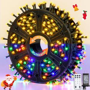 JMEXSUSS 500 LED Color Changing Christmas Lights, 173ft Warm White & Multicolor String Lights with Remote Outdoor Waterproof Christmas Tree Lights Plug in for Party Christmas Indoor Decor