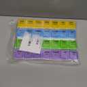 EZY DOSE Weekly (7-Day) Daily Medtime Pill Case, Medicine Planner, Vitamin Organizer, Supplement and Fish Oil Container, Large Compartments with Rounded Base, 4 Times a Day, Colored Lids, BPA Free (Yellow/Blue/Green/Purple)