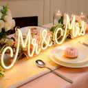 Mr and Mrs Neon Sign for Wedding 25 x 7 Inches Neon Light LED Backdrop Wall Decor USB Wedding Reception Decoration Gifts for Anniversary Engagement Banquet(Warm White)