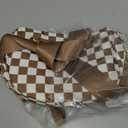 Lushandy Bum Bag Women's Checkered Crossbody Bag Nylon Cross Body Bags Plaid Mom Everyday Purse for Travel (05-white and Brown)