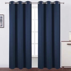 LEMOMO Navy Thermal Blackout Curtains/38 x 84 Inch/Set of 2 Panels Room Darkening Curtains for Bedroom